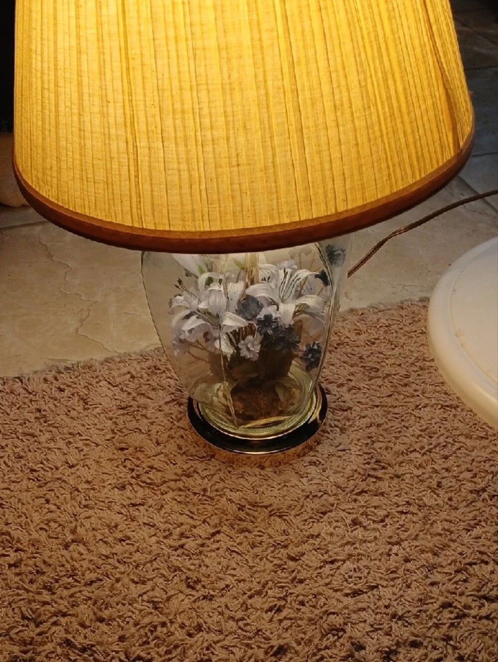 Decorative Glass Table Lamp with Yellow Shade